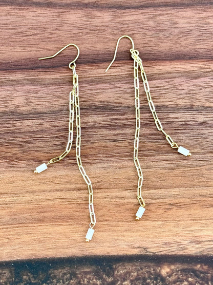 Mother of Pearl + Gold Duster Earrings