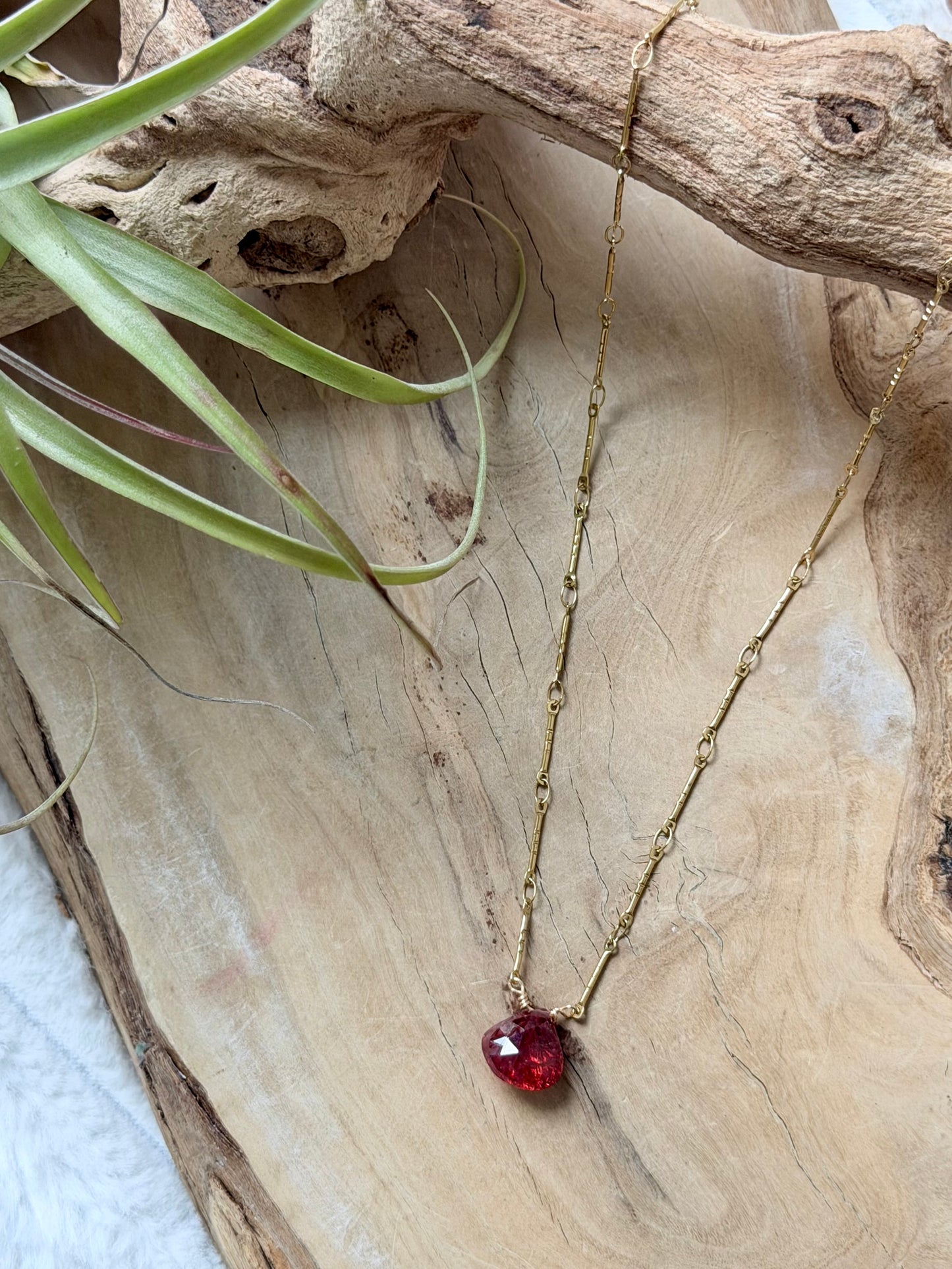 Pink Tourmaline + Silver Stainless Steel Necklace