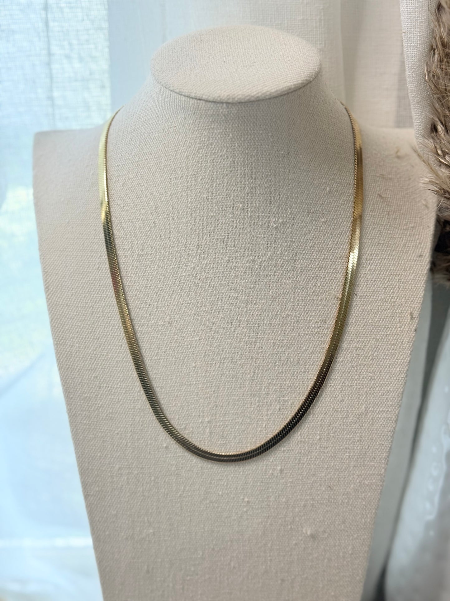 Gold Stainless Steel Herringbone Necklace
