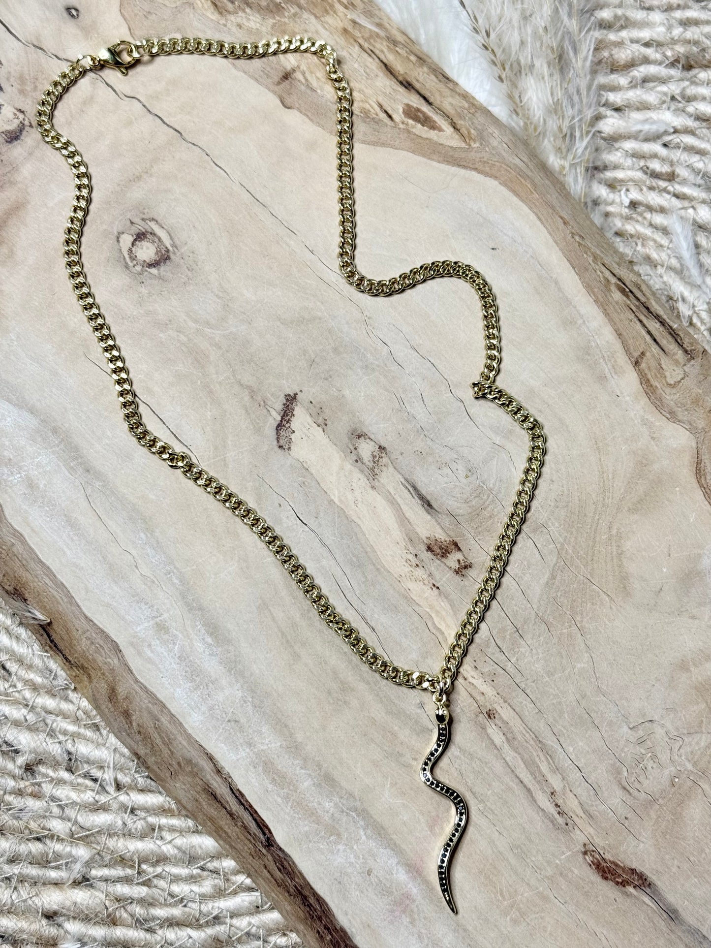 Black + Gold Skinny Snake Necklace