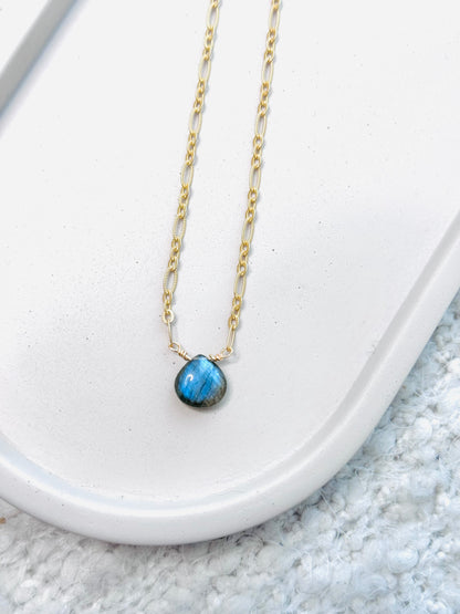 Labradorite + Matte Gold Pendant Necklace