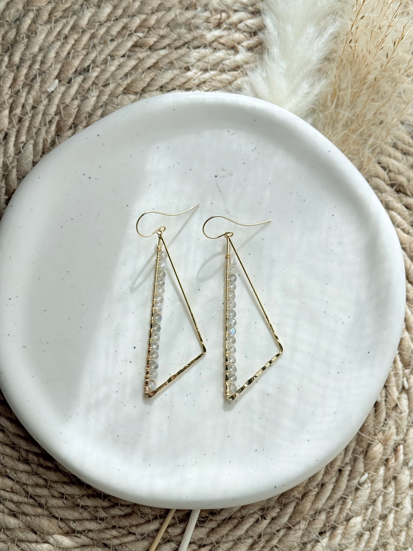 Labradorite + Gold Large Triangle Earrings