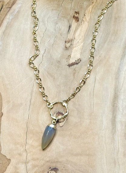 Gray Agate + Gold Eternity Necklace