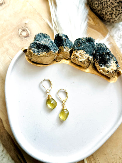 Beer Quartz + Matte Gold Earrings