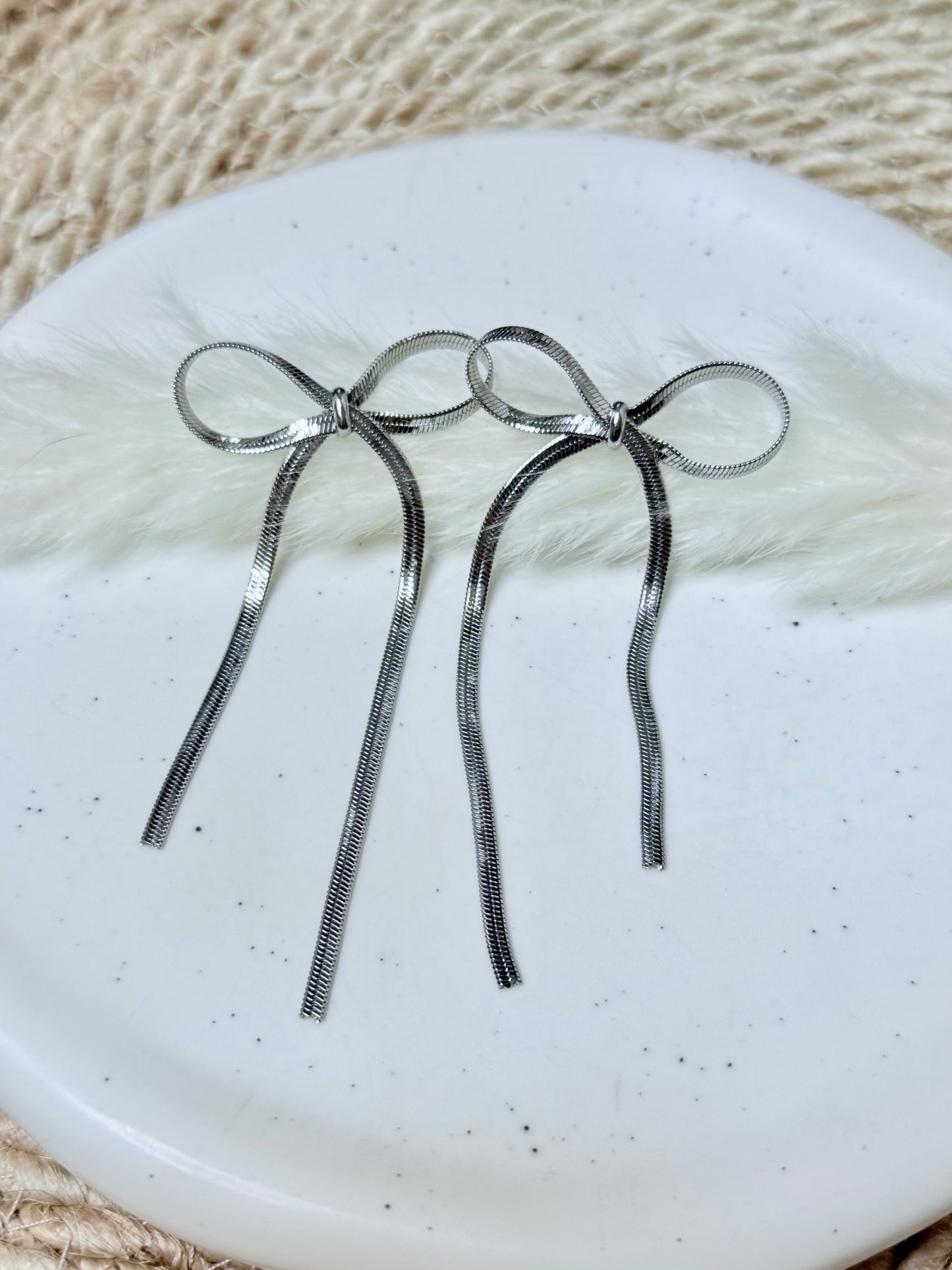 Silver Long Bow Earrings