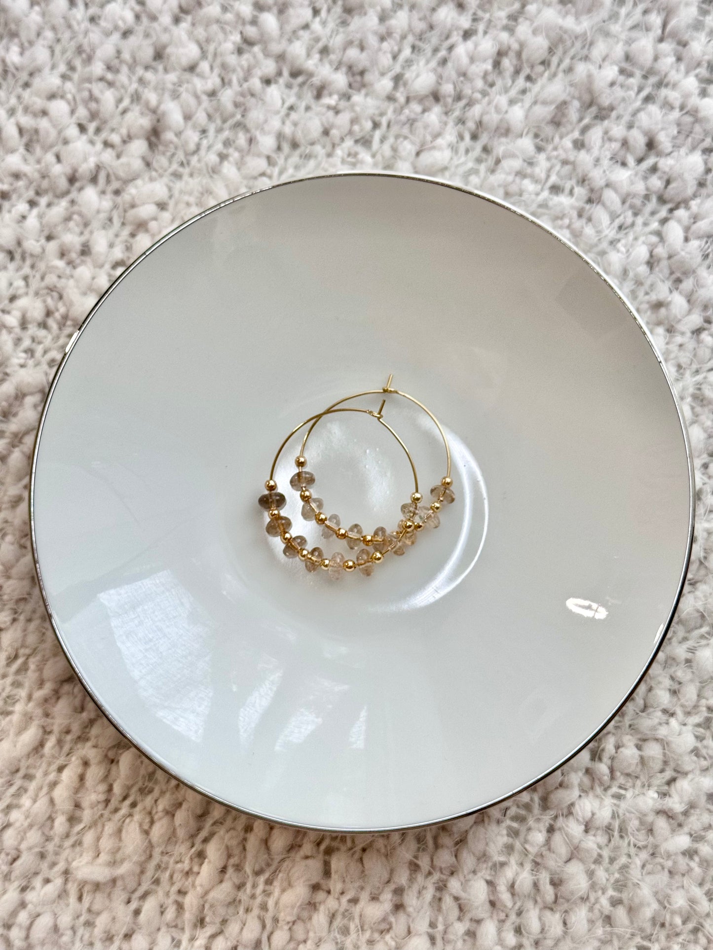 Smoky Lemon Quartz + Gold Hoops