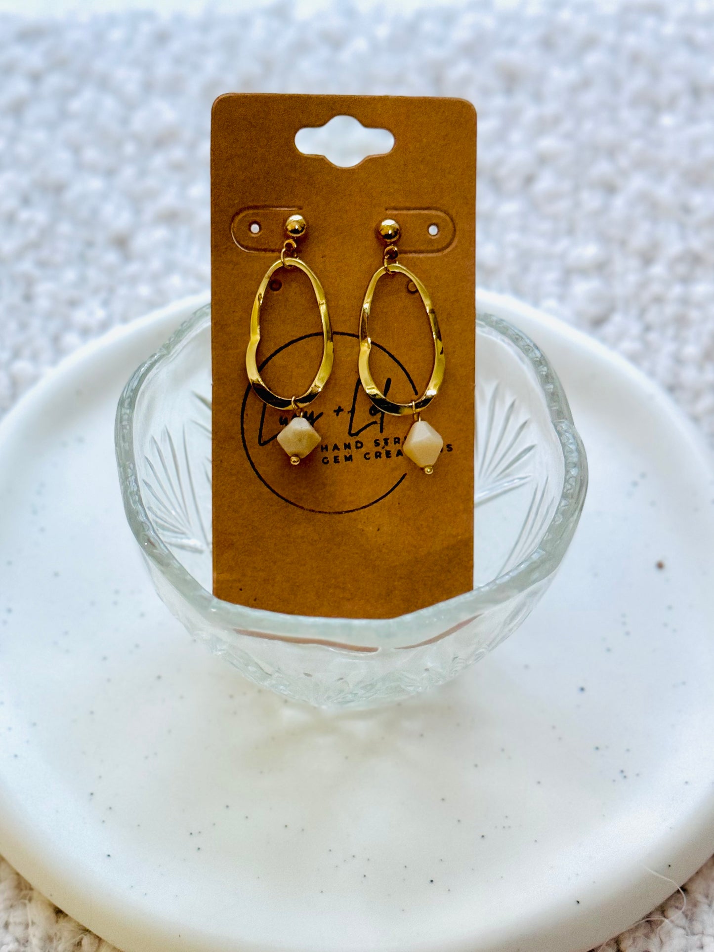 African Opal + Gold Oval Post Earrings
