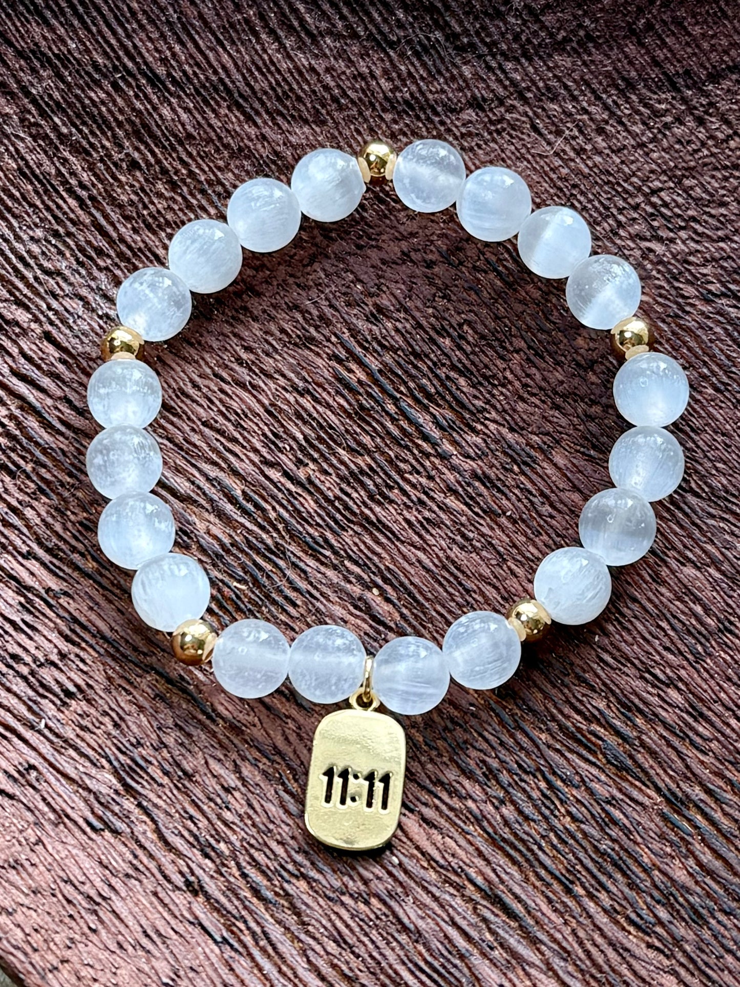 Selenite + Gold Chunky Charm Band