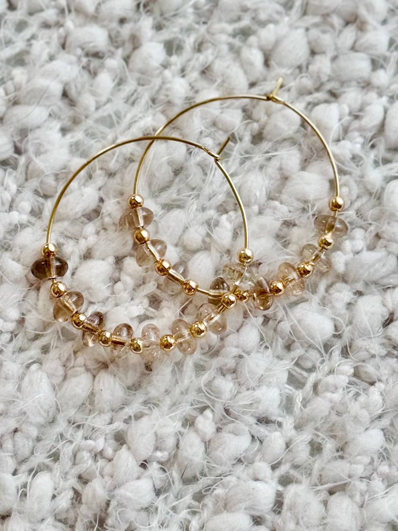 Smoky Lemon Quartz + Gold Hoops