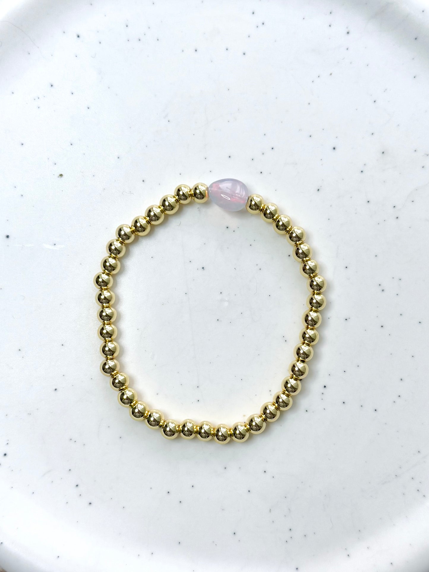 Ethiopian Opal + Gold Beaded Bracelet