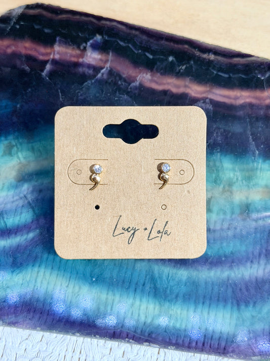 Semi Colon Mini Stud Earrings