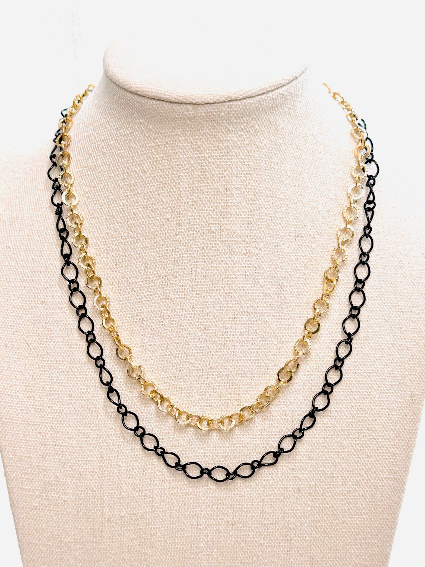 Black + Gold Chain Duet Necklace