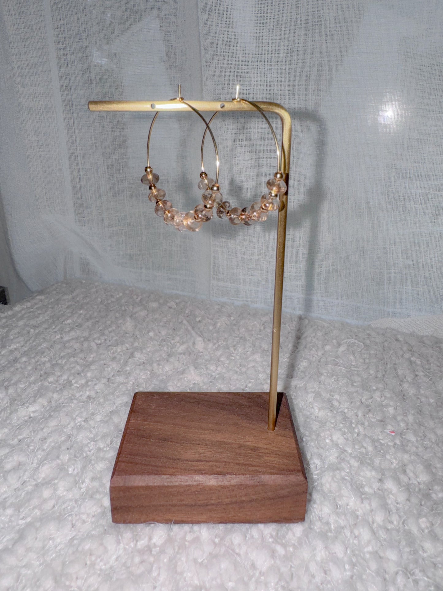 Smoky Lemon Quartz + Gold Hoops