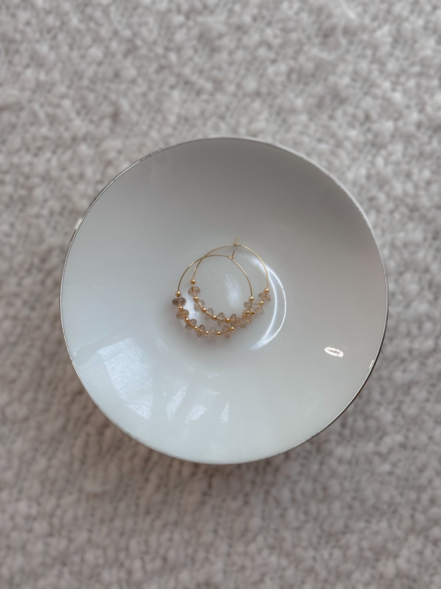 Smoky Lemon Quartz + Gold Hoops
