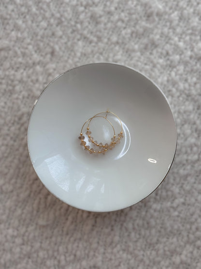 Smoky Lemon Quartz + Gold Hoops