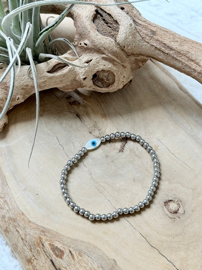 Mother of Pearl Evil Eye Stainless Steel Bracelet
