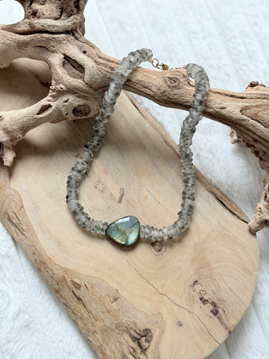 Labradorite + African Glass Chunky Necklace