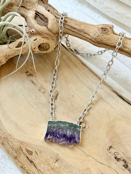Amethyst Stalactite + Silver Necklace