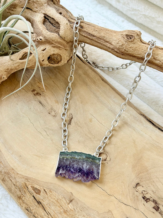 Amethyst Stalactite + Silver Necklace