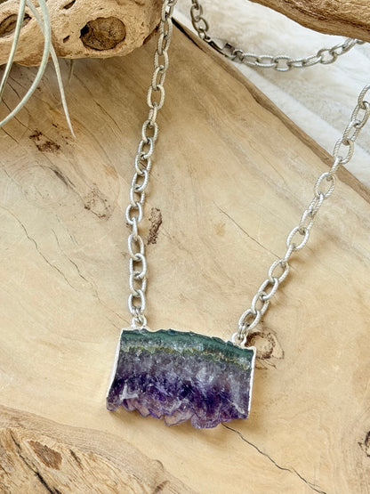 Amethyst Stalactite + Silver Necklace