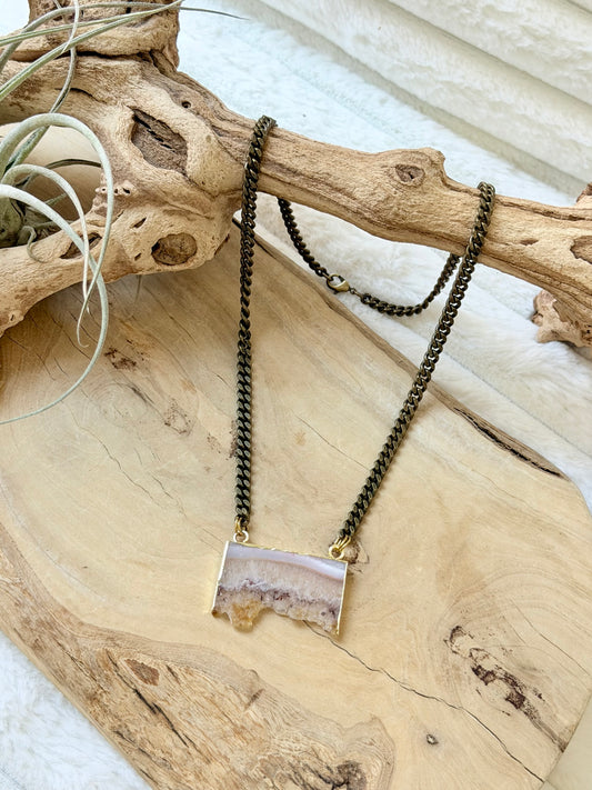 Rough Cut Citrine + Antique Brass Necklace