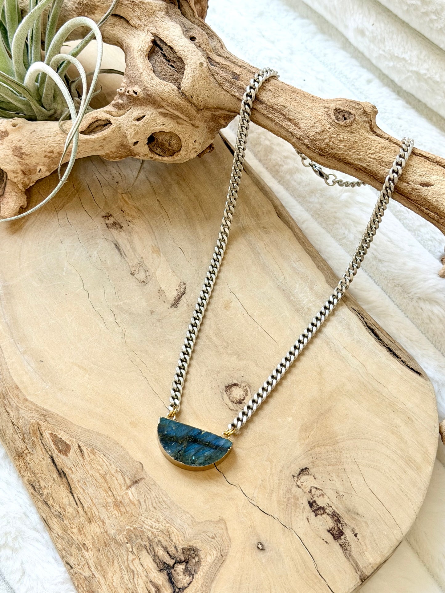 Labradorite + Antique Silver Necklace