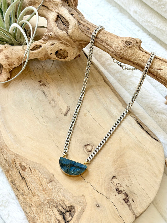 Labradorite + Antique Silver Necklace