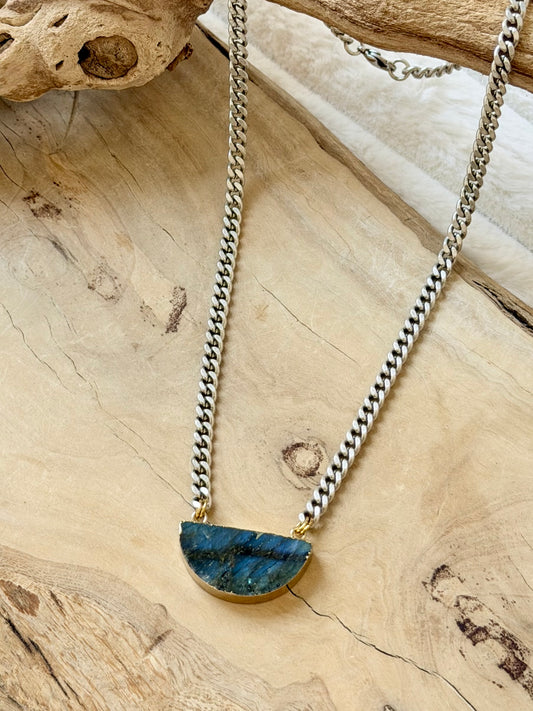 Labradorite + Antique Silver Necklace