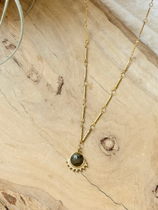 Labradorite + Gold Stainless Steel Necklace