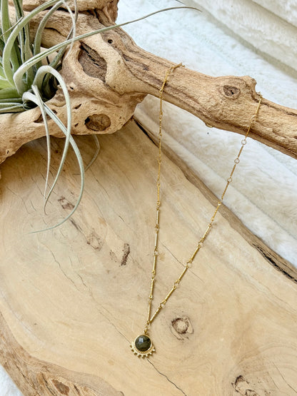 Labradorite + Gold Stainless Steel Necklace