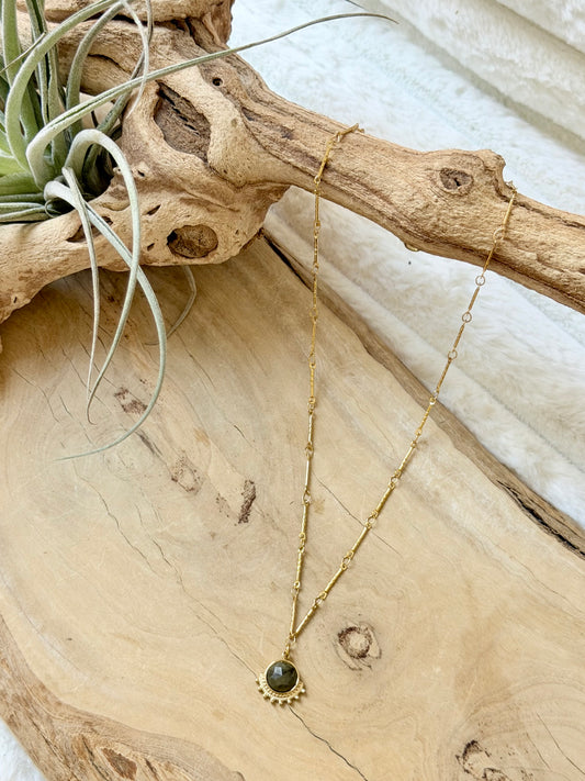 Labradorite + Gold Stainless Steel Necklace