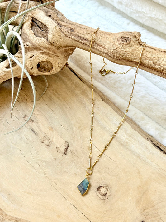 Labradorite + Gold Stainless Steel Necklace