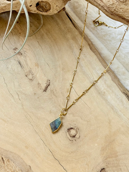 Labradorite + Gold Stainless Steel Necklace