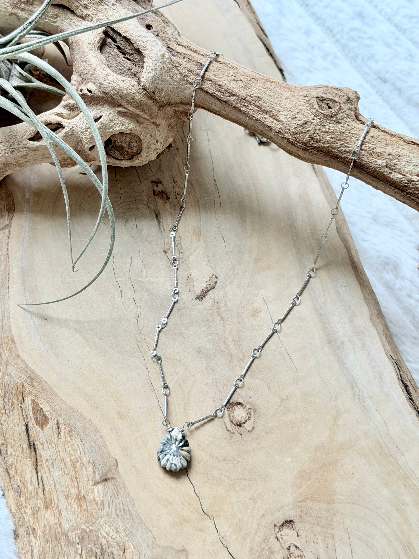 Hand-Carved Jasper + Silver Necklace