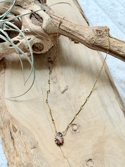 Hand-Carved Jasper + Gold Necklace