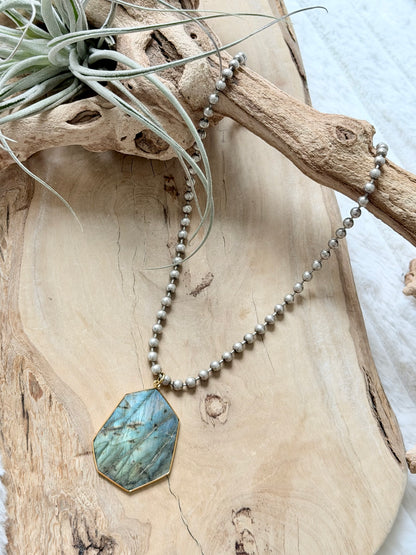 Labradorite + Antique Silver Necklace