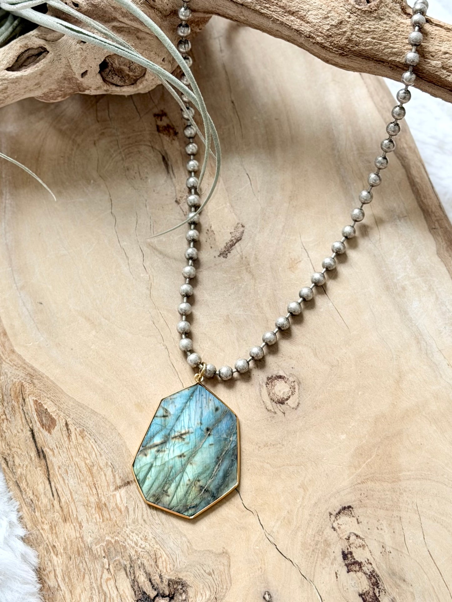 Labradorite + Antique Silver Necklace