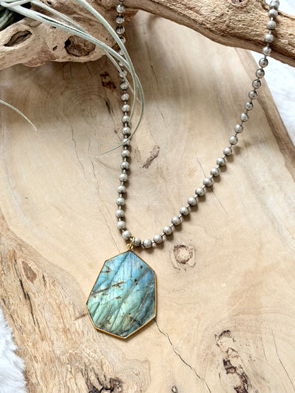 Labradorite + Antique Silver Necklace