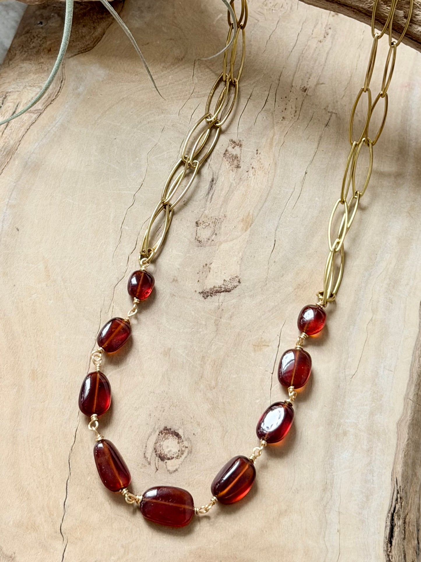 Hessonite Garnet + Gold Necklace