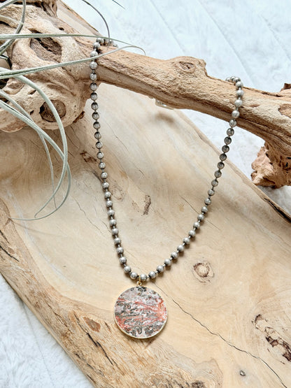 Leopard Jasper + Antique Silver Necklace