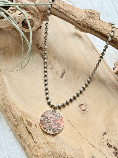 Leopard Jasper + Antique Silver Necklace