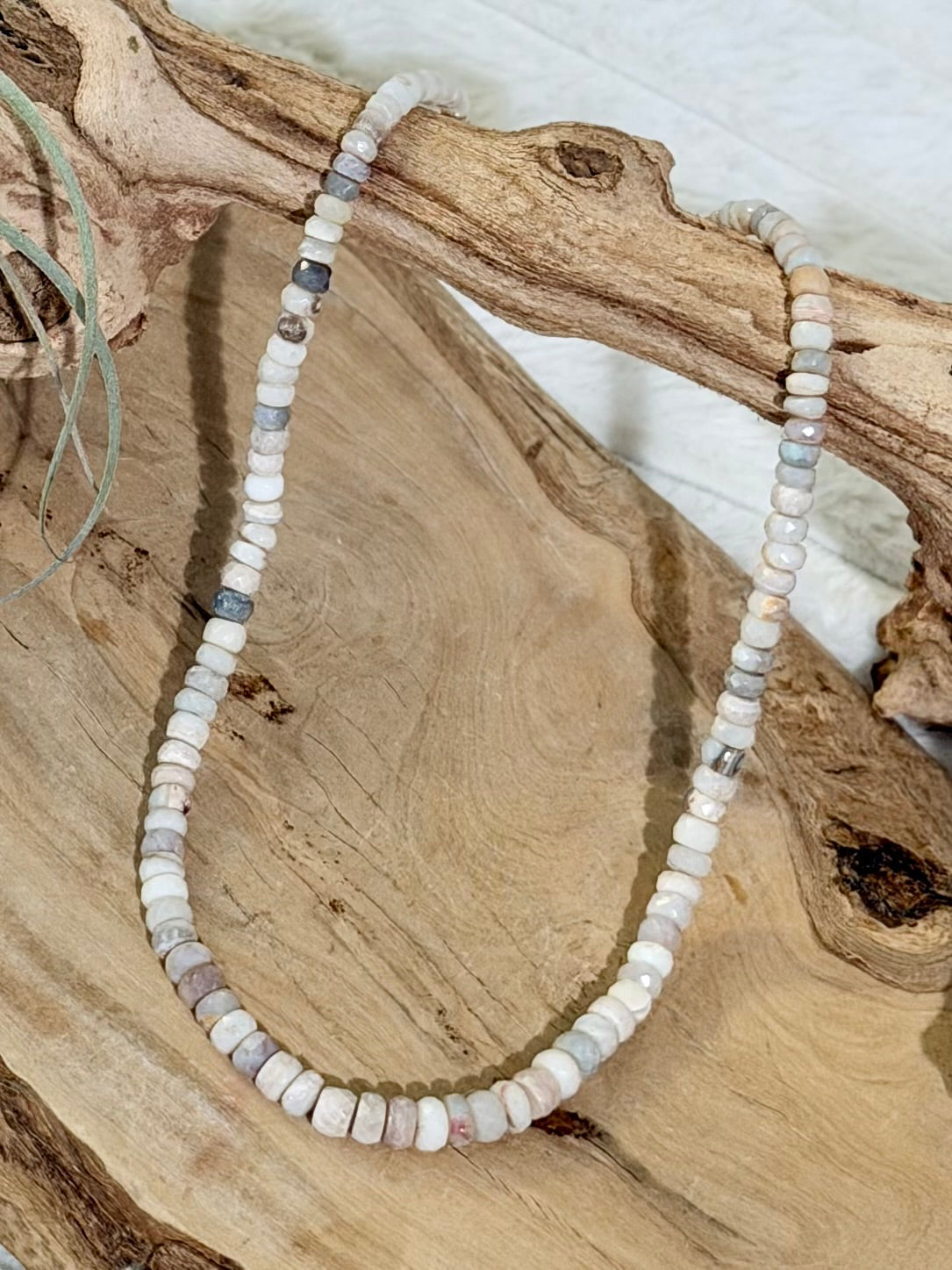 Australian Opal + Gold Beaded Necklace