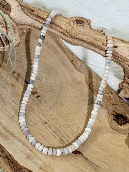 Australian Opal + Gold Beaded Necklace