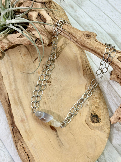 Phantom Agate + Antique Silver Necklace