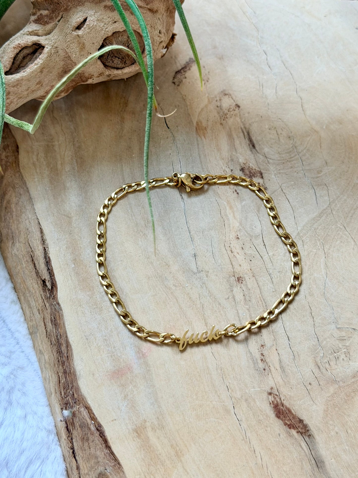 Dainty Gold Stainless Steel Fuck Bracelet