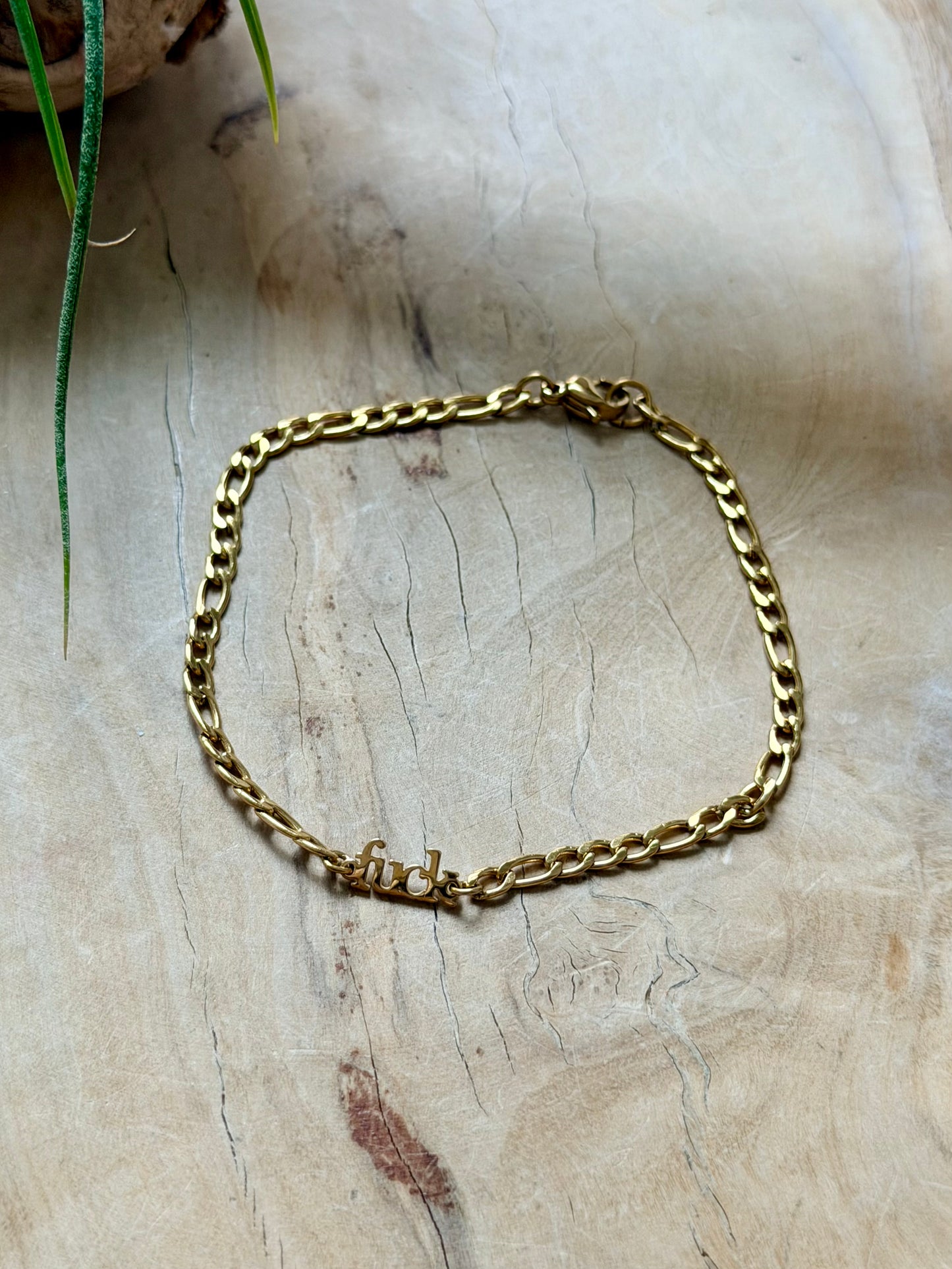 Dainty Gold Stainless Steel Fuck Bracelet