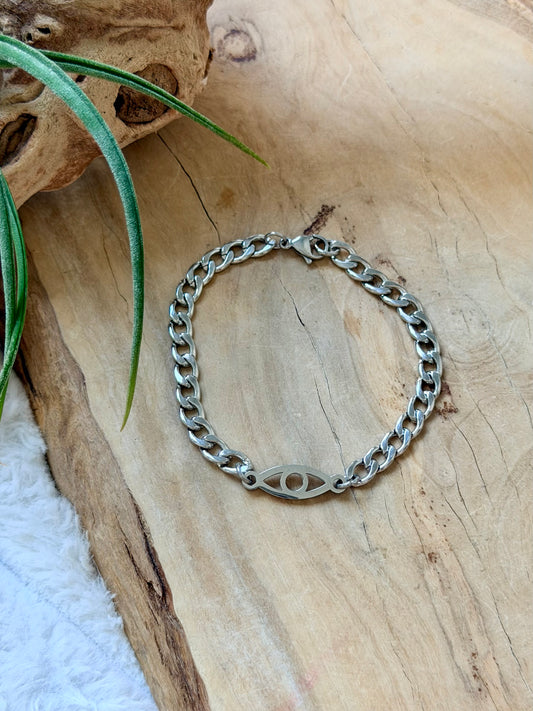 Stainless Steel Evil Eye Chain Bracelet