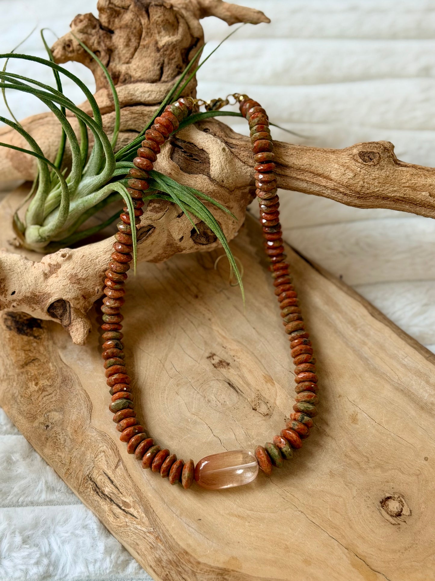 Unakite + Rutile Copper Chunky Necklace