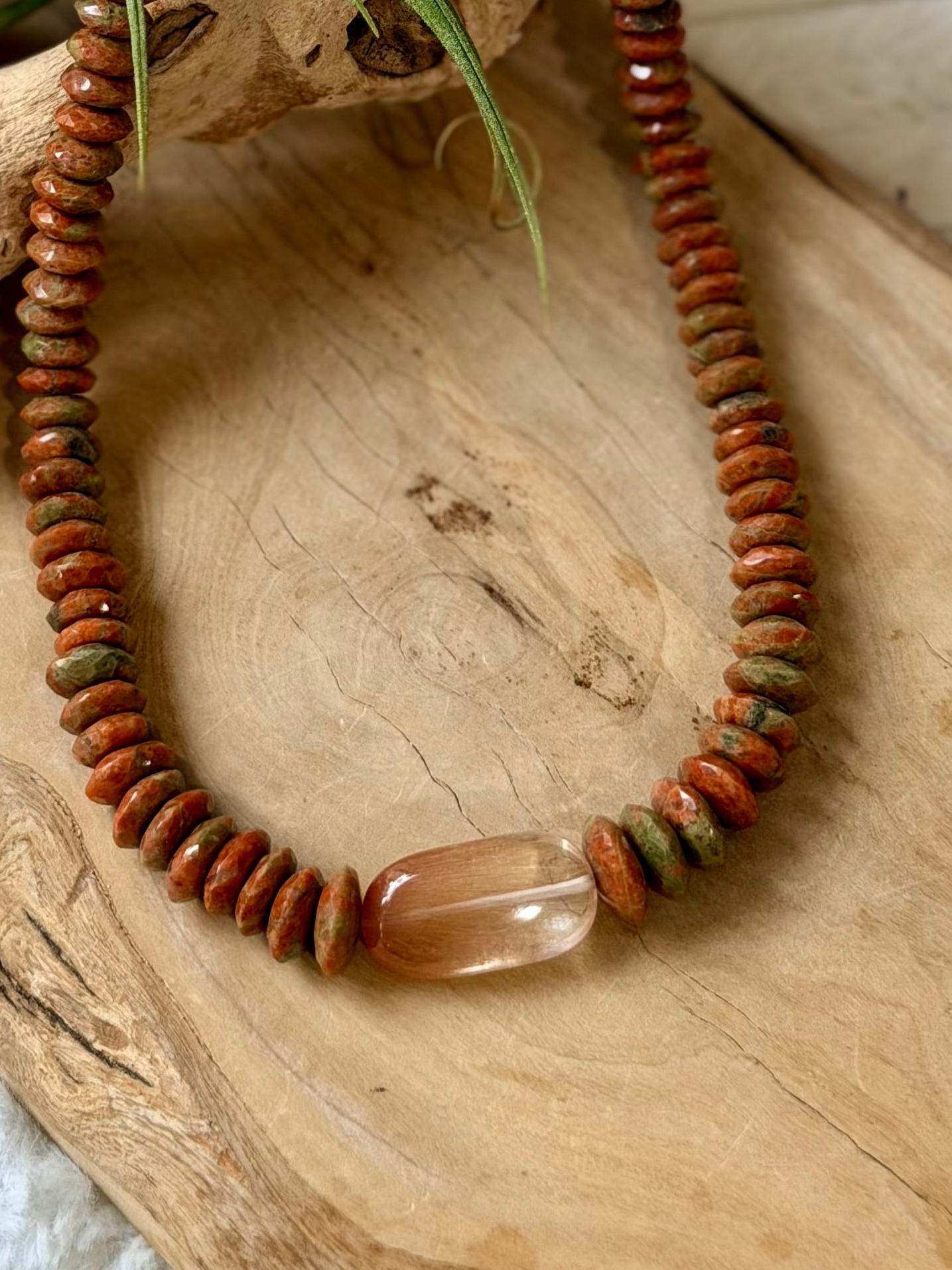 Unakite + Rutile Copper Chunky Necklace