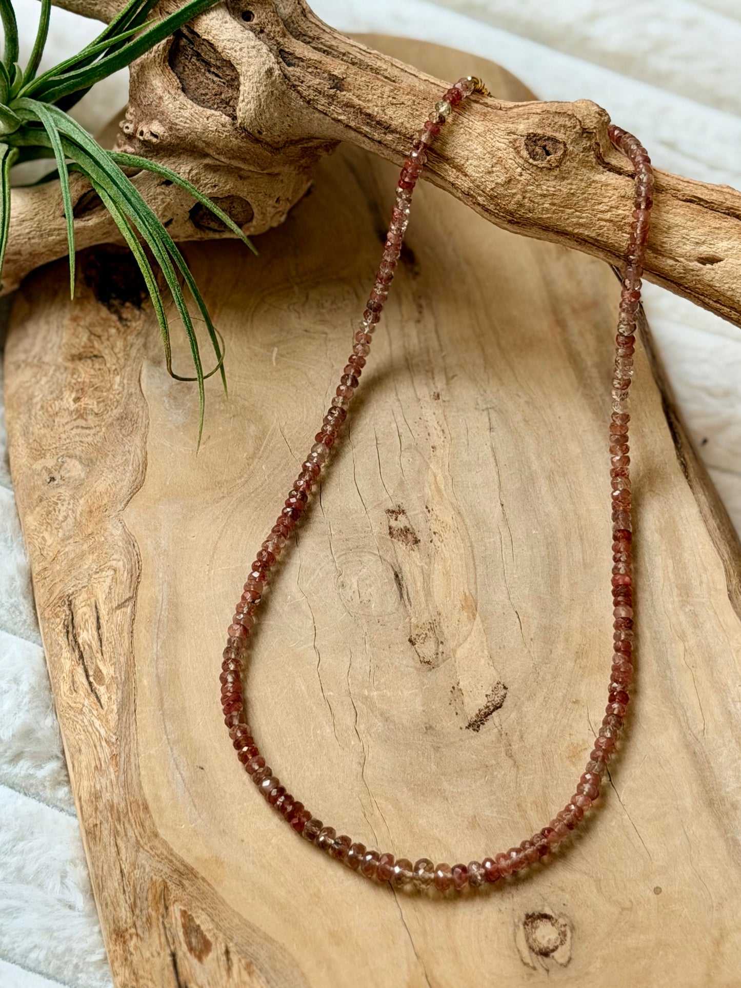 Andesine + Gold Beaded Necklace